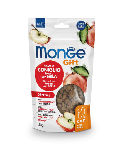 MONGE GIFT GATTO Meat Minis – Dental – Ricco in Coniglio Fresco