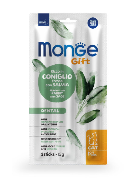 MONGE GIFT GATTO Soft Sticks – Dental – Ricco in Coniglio
