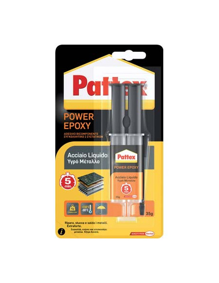 PATTEX POWER EPOXY ACCIAIO LIQUIDO MIX SIRINGA GR.35 Miglior